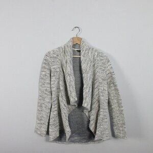 Club Monaco Open Draping Cardigan Sweater Women S Gray Cotton Blend Textured 398
